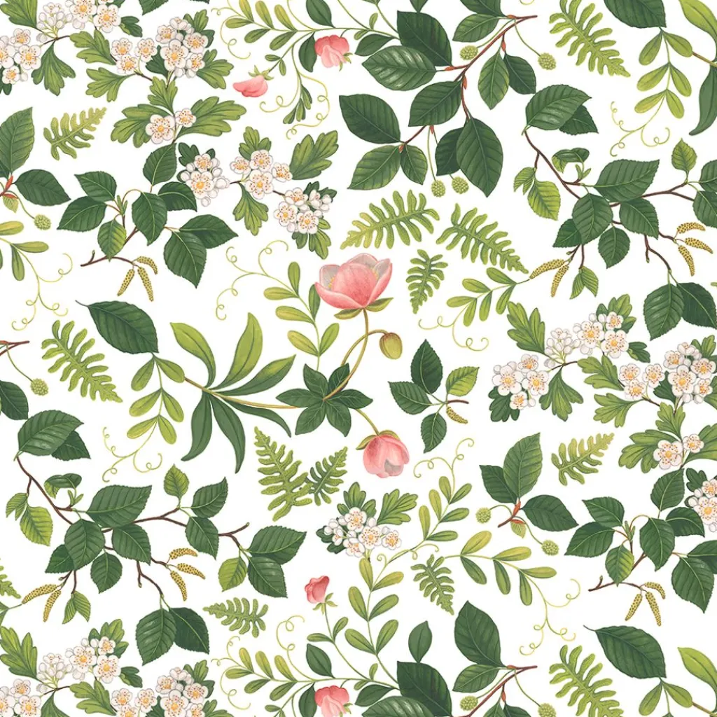 Arvidssons textil Gardintyger Mönstrade|Arvidssons Textil|Blomsterlund grön - tyg