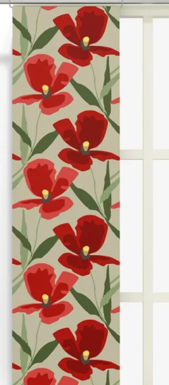 Arvidssons textil Panelgardiner|Blomsterskrud culla röd panelgardiner