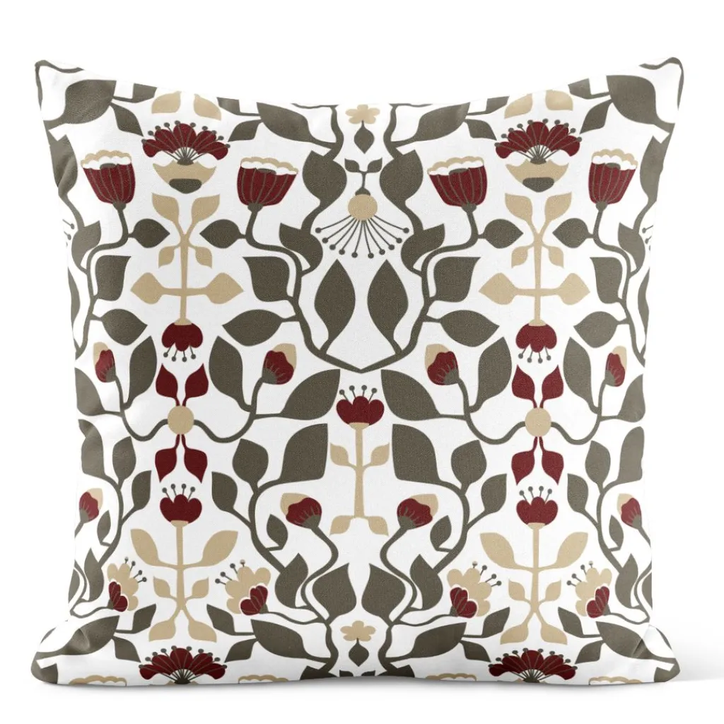 Arvidssons textil Mönstrade Kuddfodral|Blomstersnår brun kuddfodral