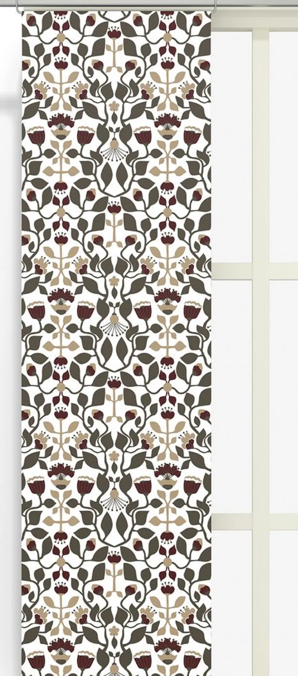 Arvidssons textil Panelgardiner|Blomstersnår brun panelgardiner