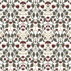 Arvidssons textil Gardintyger Mönstrade|Arvidssons Textil|Blomstersnår brun tyg