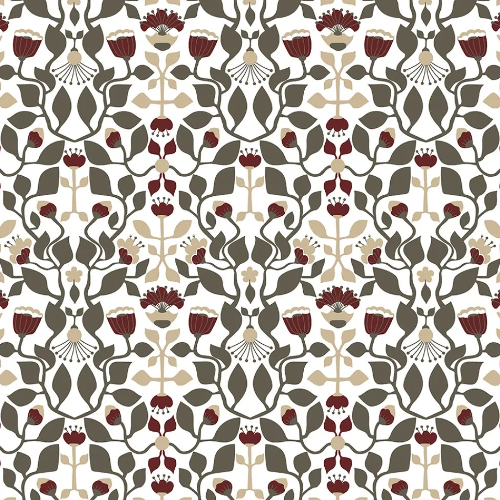 Arvidssons textil Gardintyger Mönstrade|Arvidssons Textil|Blomstersnår brun tyg