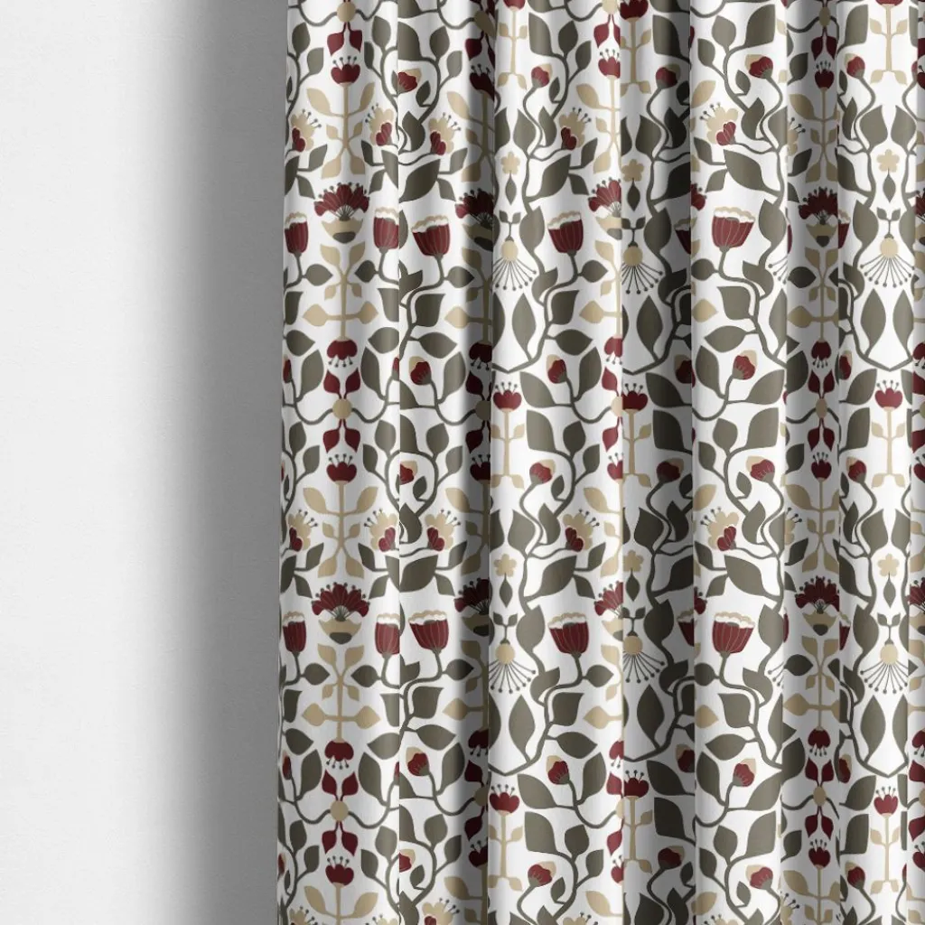 Arvidssons textil Gardintyger Mönstrade|Arvidssons Textil|Blomstersnår brun tyg