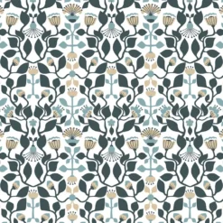 Arvidssons textil Gardintyger Mönstrade|Arvidssons Textil|Blomstersnår turkos tyg