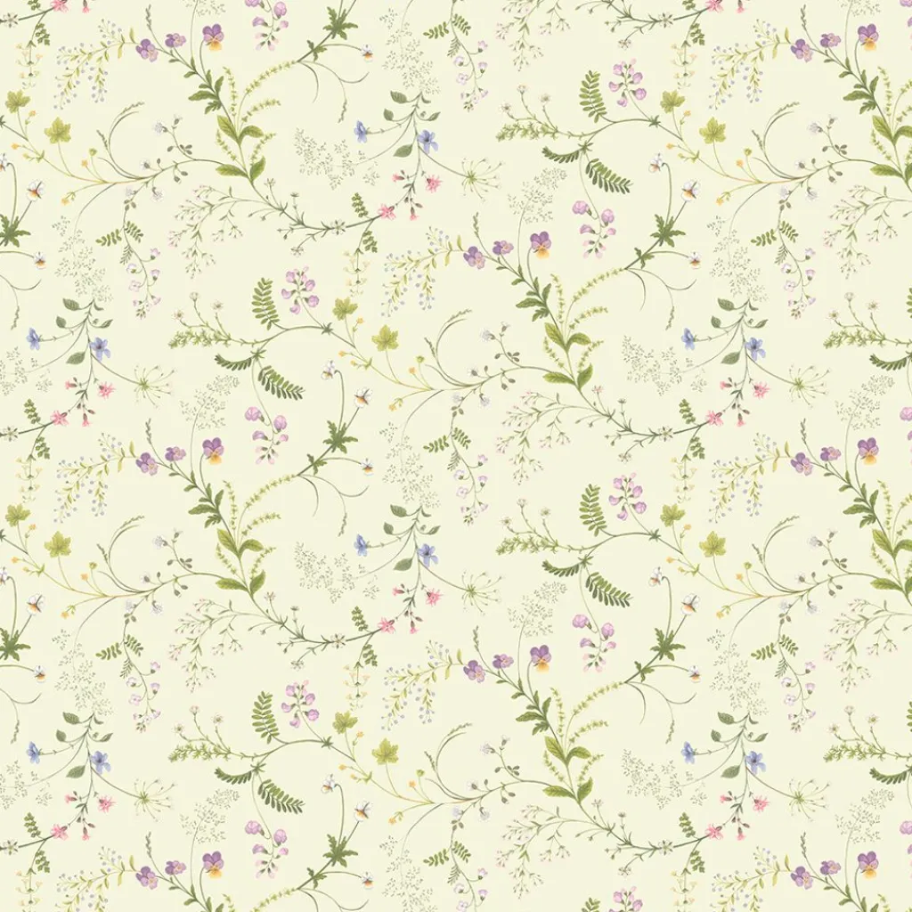 Arvidssons textil Gardintyger Mönstrade|Arvidssons Textil|Blomsteryra gul blommigt tyg
