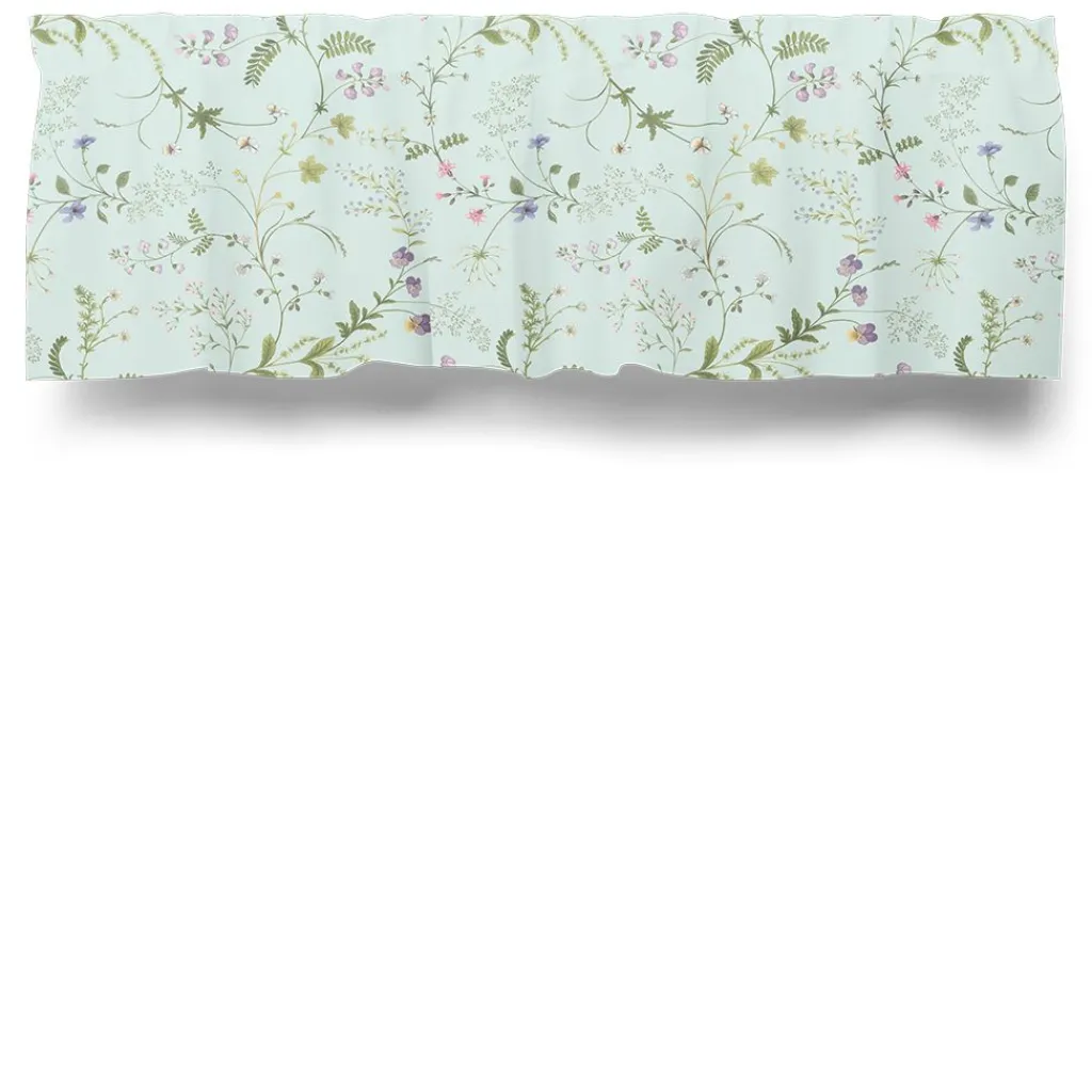 Arvidssons textil Gardinkappor Mönstrade|Blomsteryra ljusblå gardinkappa metervara