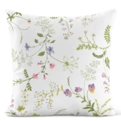 Arvidssons textil Mönstrade Kuddfodral|Blomsteryra vit kuddfodral