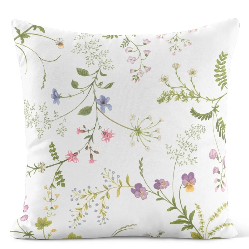 Arvidssons textil Mönstrade Kuddfodral|Blomsteryra vit kuddfodral