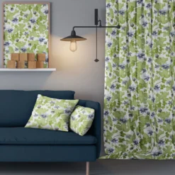 Arvidssons textil Gardintyger Mönstrade|Arvidssons Textil|Blåsippa vit tyg