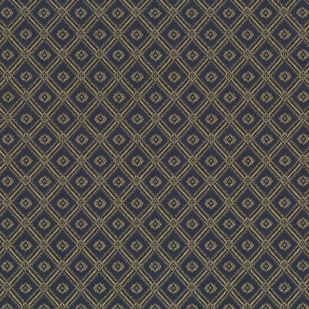 Nordisk Textil Rutiga Möbeltyger|Mönstrade Möbeltyger|Borgholm blå-guld - rutigt möbeltyg i klassisk stil