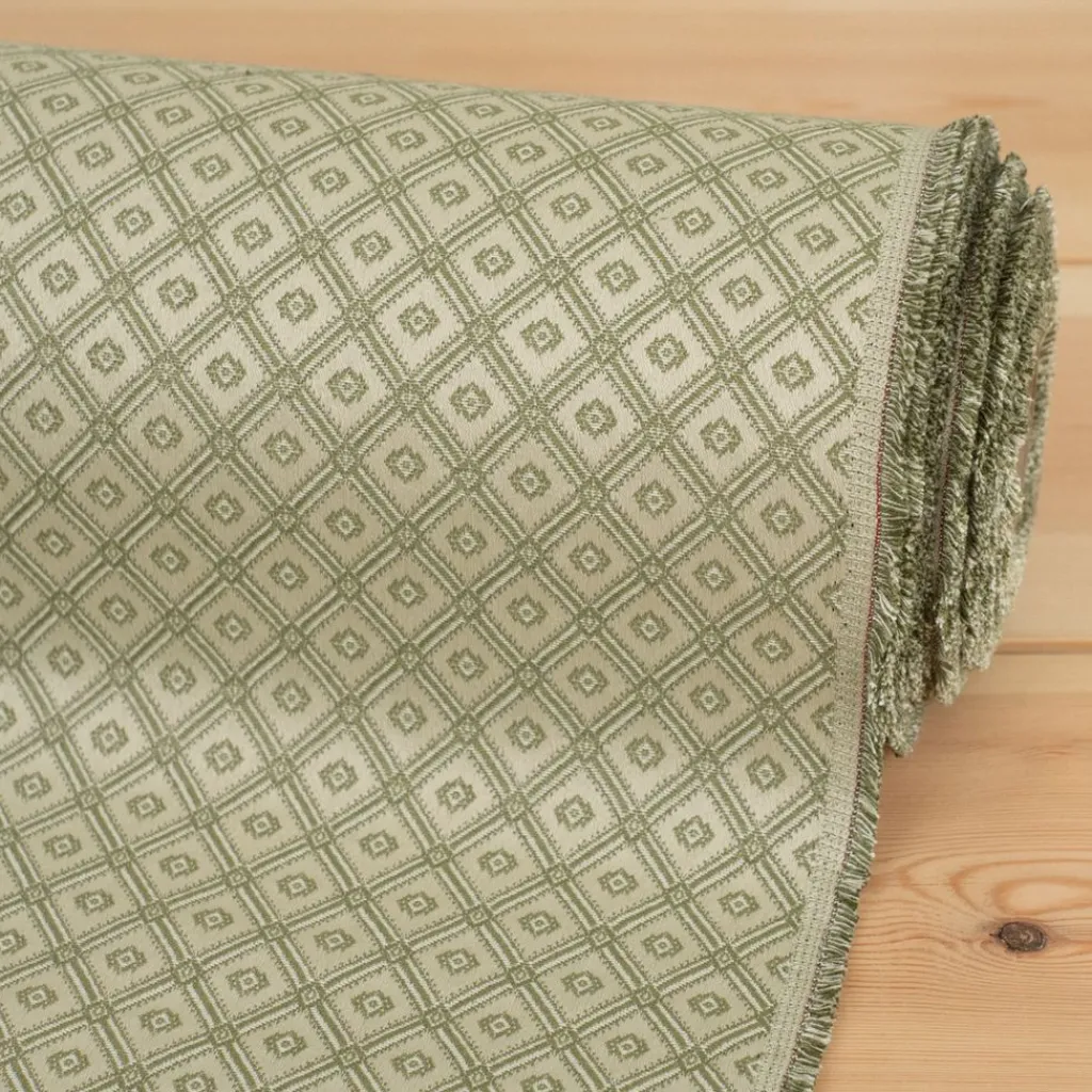 Nordisk Textil Rutiga Möbeltyger|Mönstrade Möbeltyger|Borgholm grön - rutigt möbeltyg i klassisk stil