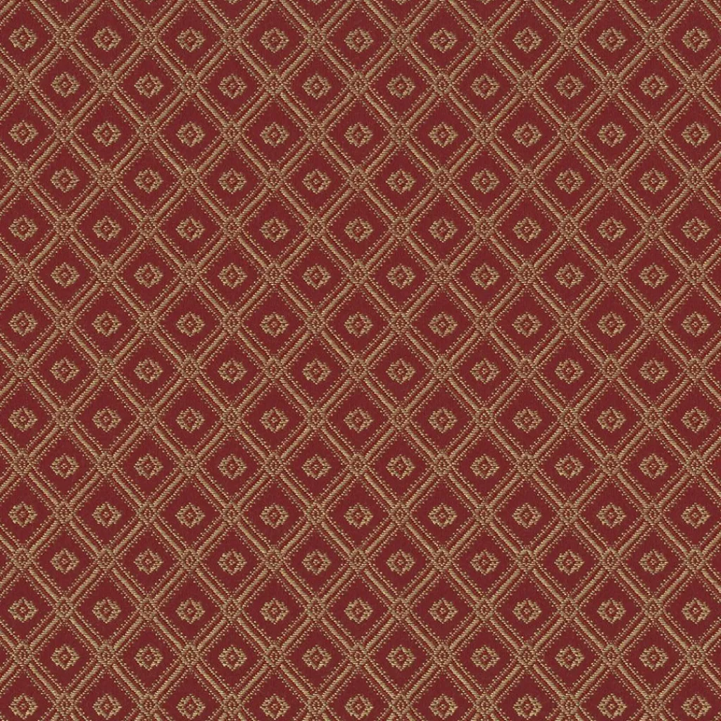 Nordisk Textil Rutiga Möbeltyger|Mönstrade Möbeltyger|Borgholm röd-guld - rutigt möbeltyg i klassisk stil
