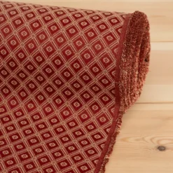 Nordisk Textil Rutiga Möbeltyger|Mönstrade Möbeltyger|Borgholm röd-guld - rutigt möbeltyg i klassisk stil