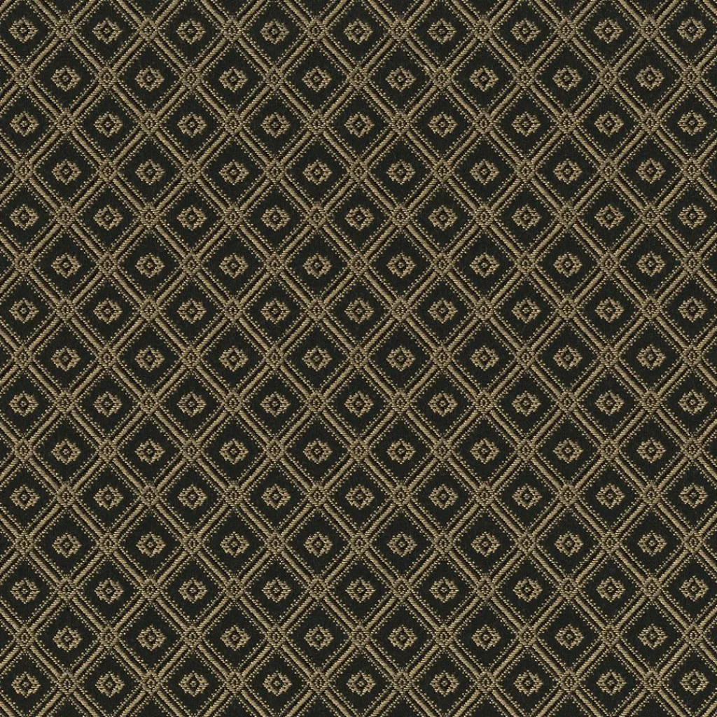 Nordisk Textil Rutiga Möbeltyger|Mönstrade Möbeltyger|Borgholm svart-guld - rutigt möbeltyg i klassisk stil