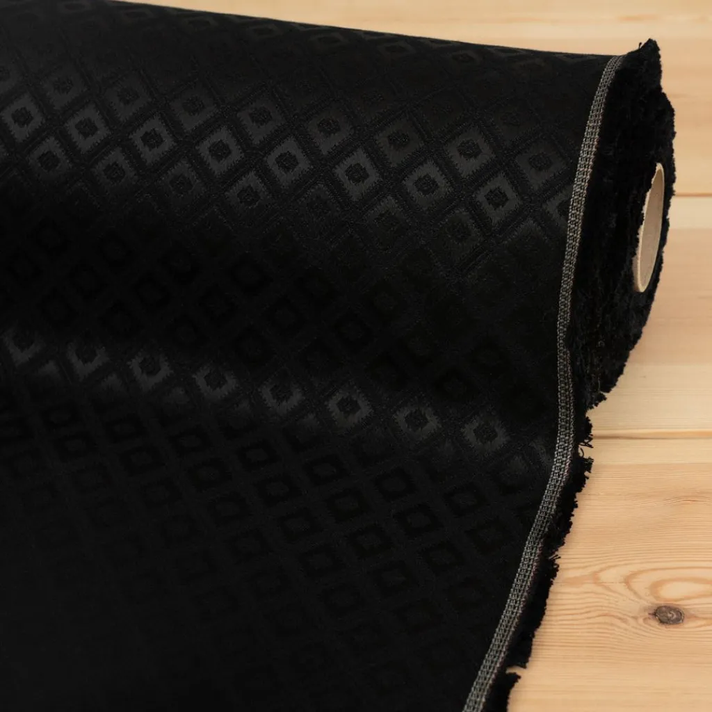 Nordisk Textil Rutiga Möbeltyger|Mönstrade Möbeltyger|Borgholm svart - rutigt möbeltyg i klassisk stil