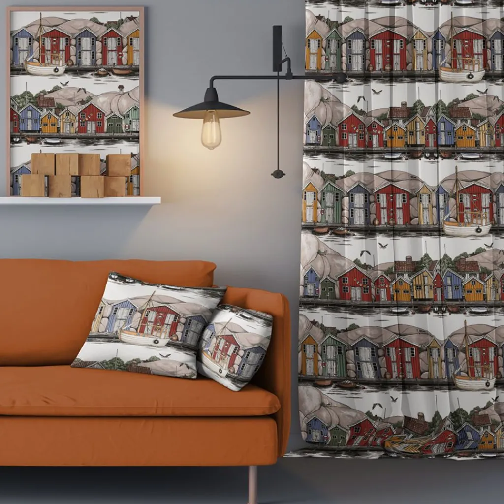 Arvidssons textil Arvidssons Textil|Bryggviken tyg med Smögens sjöbodar