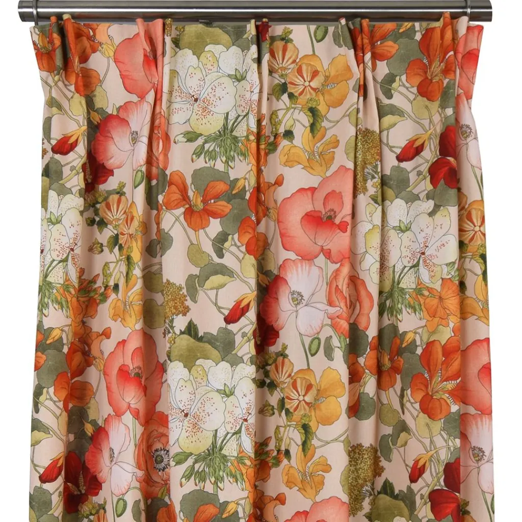 Nordisk Textil Gardiner Mönstrade|Capucine orange gardiner – Färgstark blommig gardin