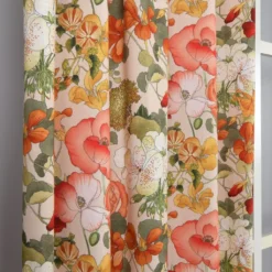 Nordisk Textil Gardiner Mönstrade|Capucine orange gardiner – Färgstark blommig gardin