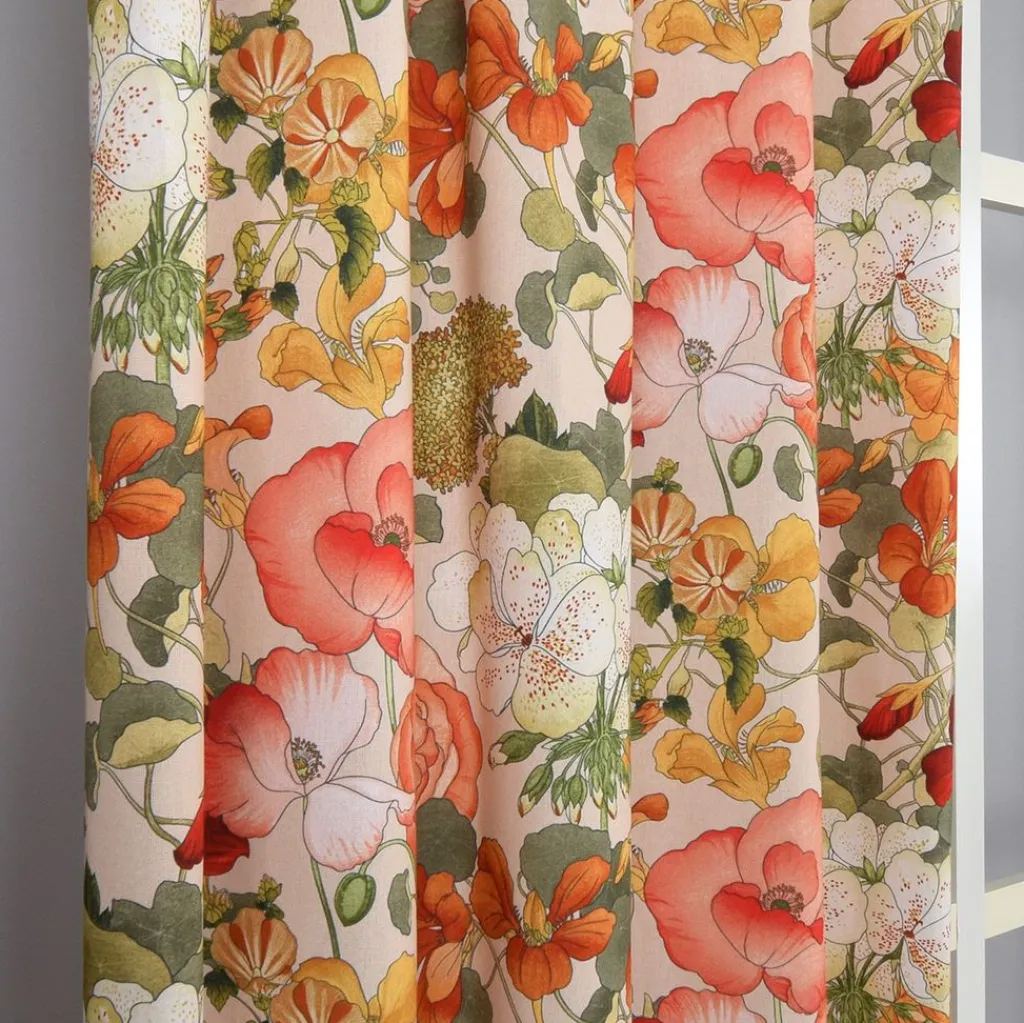Nordisk Textil Gardiner Mönstrade|Capucine orange gardiner – Färgstark blommig gardin
