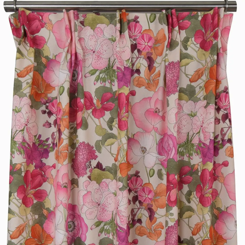 Nordisk Textil Gardiner Mönstrade|Capucine rosa gardiner – Färgstark blommig gardin