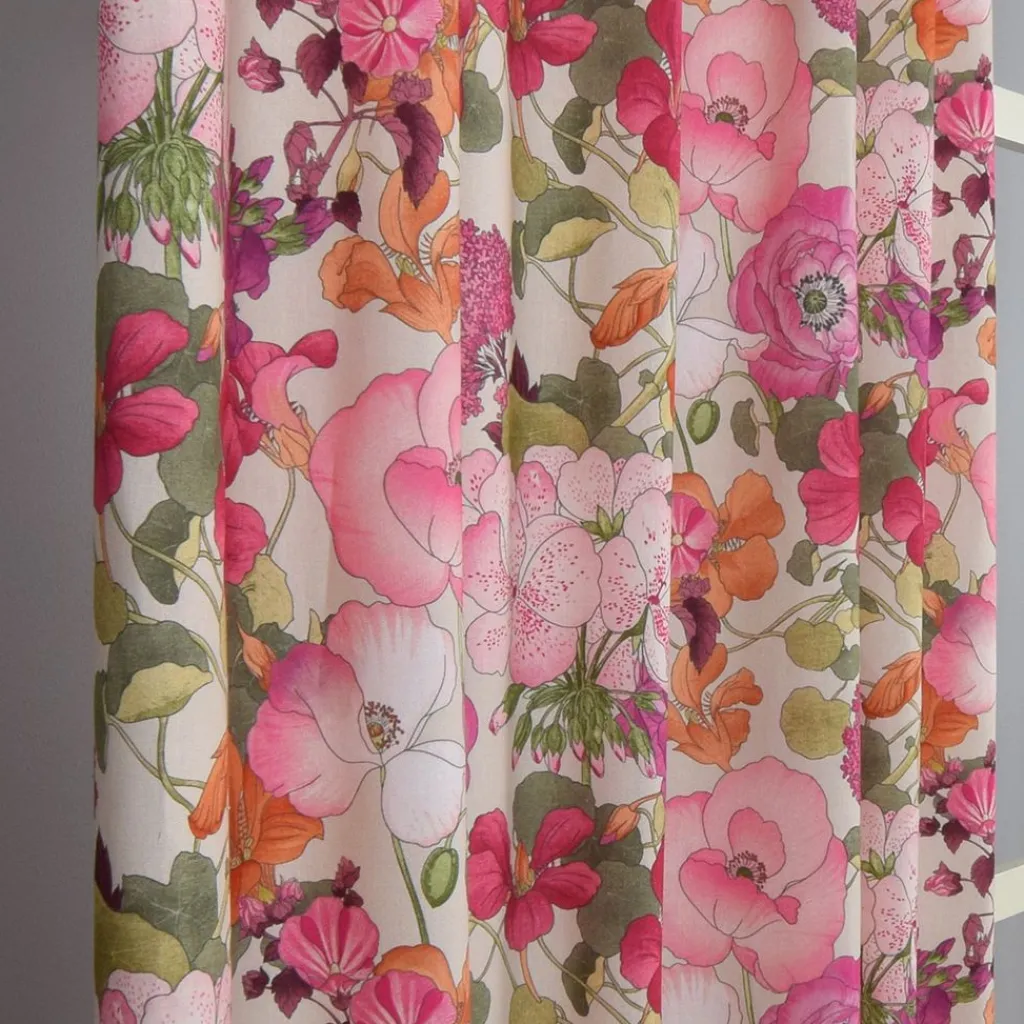 Nordisk Textil Gardiner Mönstrade|Capucine rosa gardiner – Färgstark blommig gardin