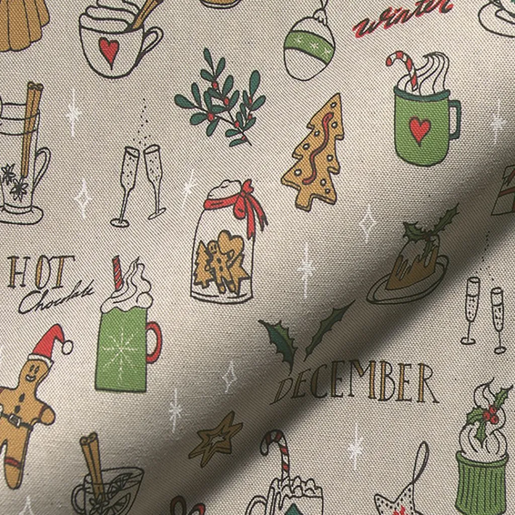 Gardintyger Mönstrade|Jultyger|Christmas doodle tyg