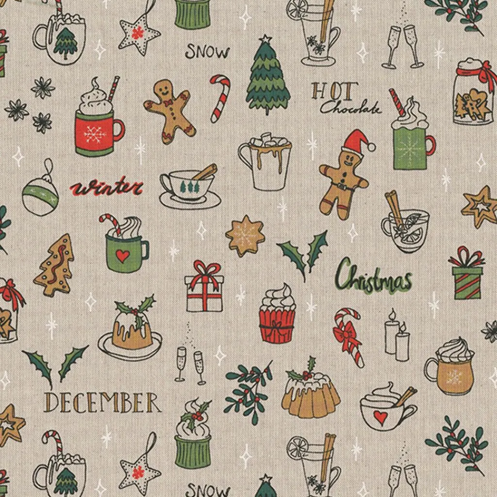 Gardintyger Mönstrade|Jultyger|Christmas doodle tyg