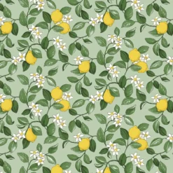 Arvidssons textil Gardintyger Mönstrade|Arvidssons Textil|Citronlycka grön tyg med citroner