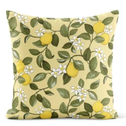 Arvidssons textil Mönstrade Kuddfodral|Citronlycka gul kuddfodral med citroner