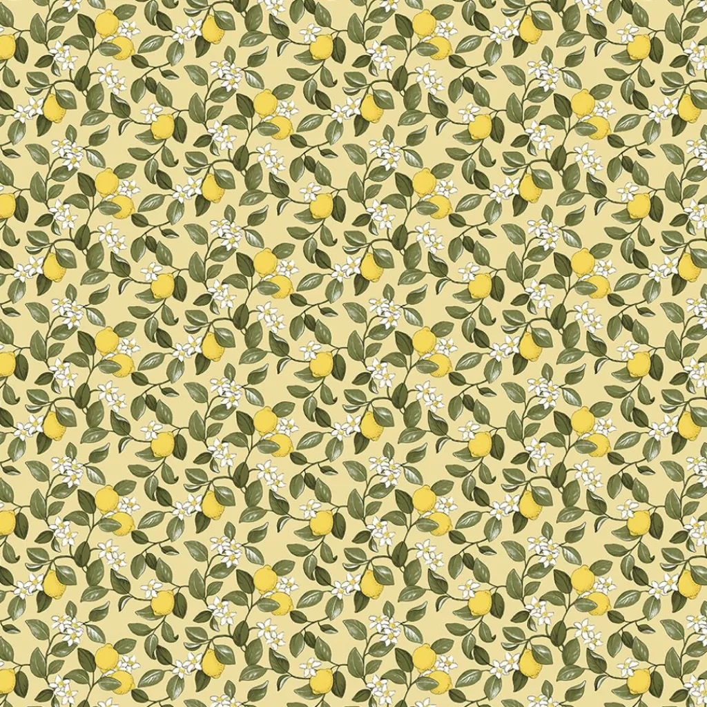 Arvidssons textil Gardintyger Mönstrade|Arvidssons Textil|Citronlycka gul tyg med citroner