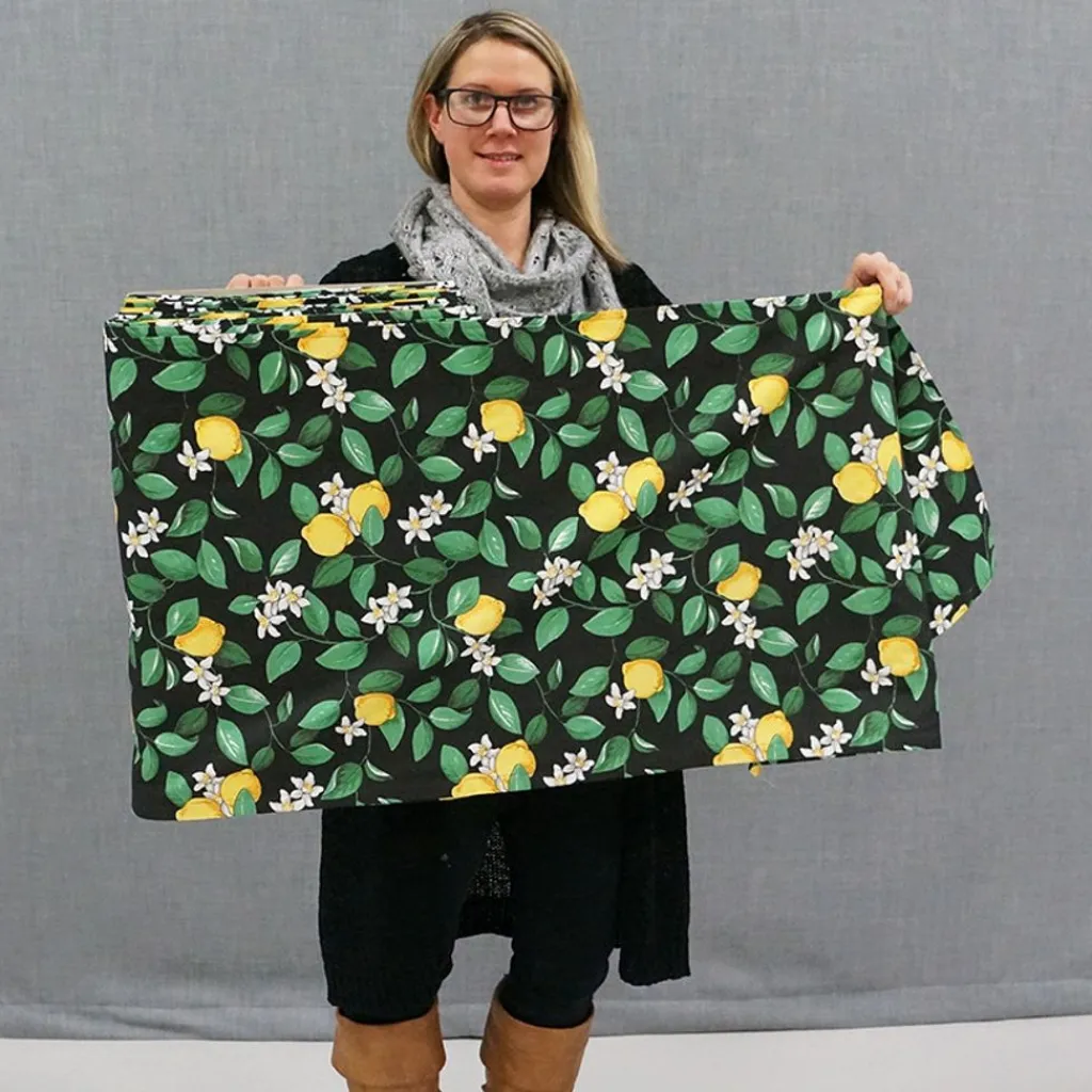 Arvidssons textil Gardinkappor Mönstrade|Citronlycka svart gardinkappa med citroner metervara
