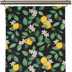 Arvidssons textil Panelgardiner|Citronlycka svart panelgardiner med citroner