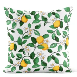Arvidssons textil Mönstrade Kuddfodral|Citronlycka vit kuddfodral med citroner