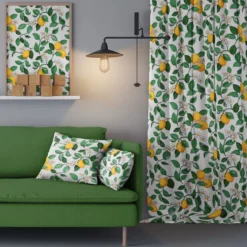 Arvidssons textil Gardintyger Mönstrade|Arvidssons Textil|Citronlycka vit tyg med citroner