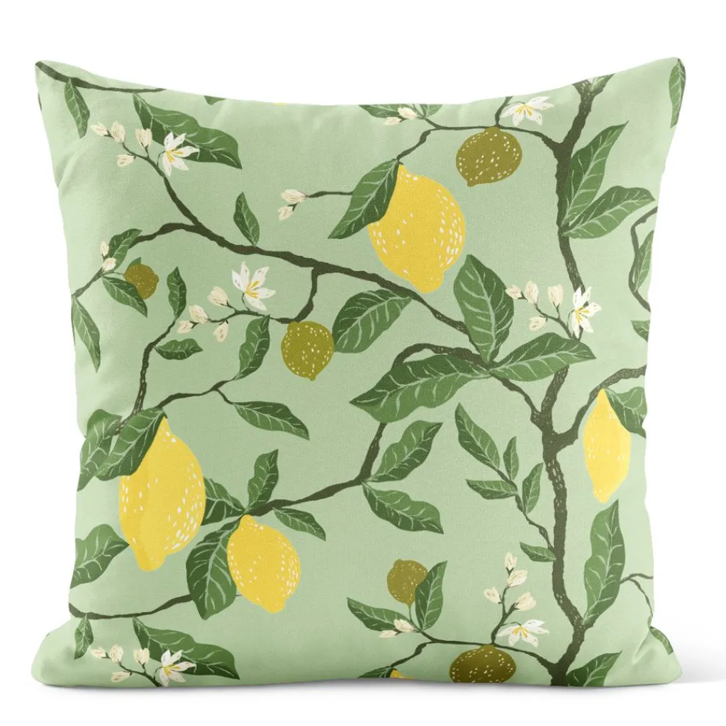 Arvidssons textil Mönstrade Kuddfodral|Citronträd grön kuddfodral
