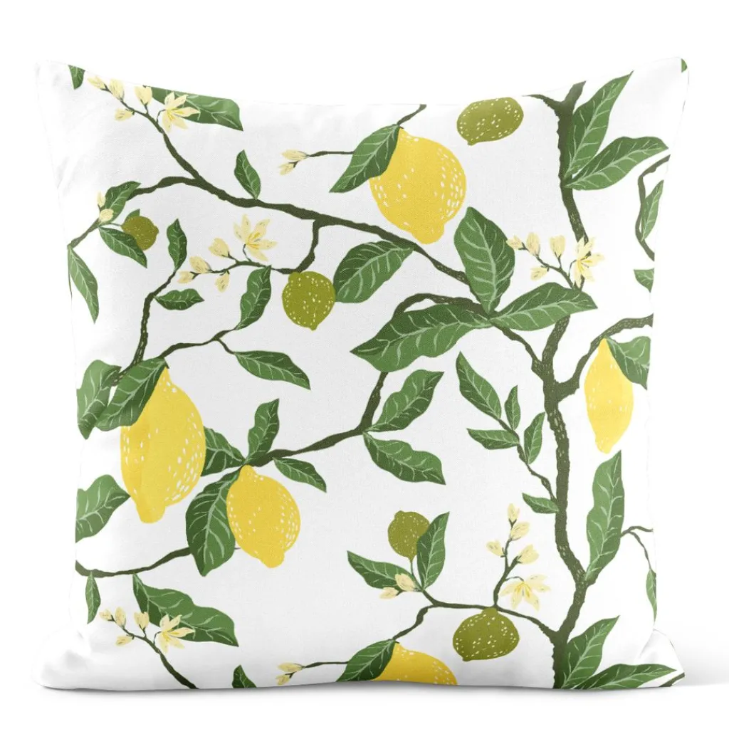 Arvidssons textil Mönstrade Kuddfodral|Citronträd gul kuddfodral