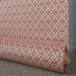 Mönstrade Möbeltyger|Bolster|Clover terracotta tyg