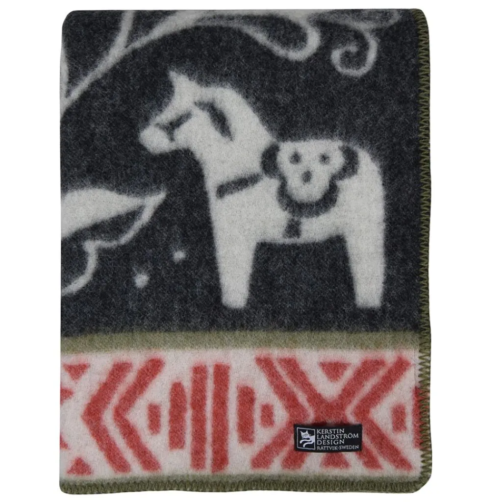 Kerstin Landström Design Ullfiltar|Dalarna svart ullfilt 130x180cm -