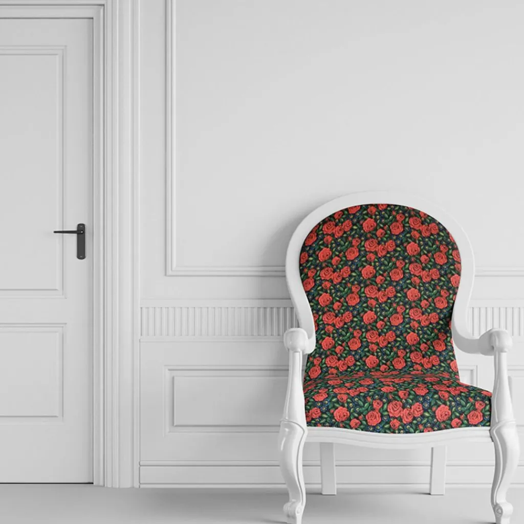 Nordisk Textil Gardintyger Mönstrade|Jultyger|Dalaros svart tyg