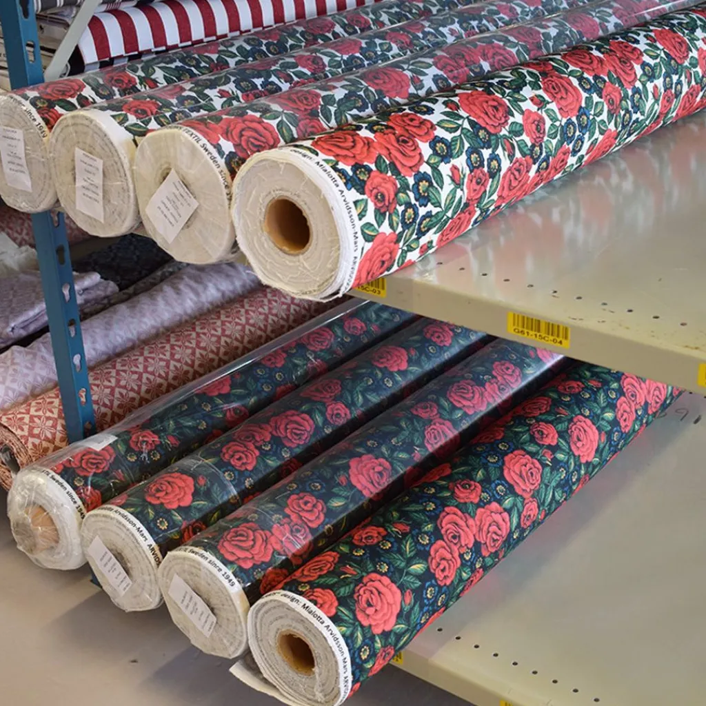 Nordisk Textil Gardintyger Mönstrade|Jultyger|Dalaros vit tyg