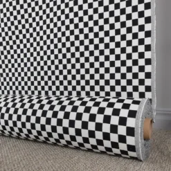 Nordisk Textil Rutiga Möbeltyger|Damier schackrutigt jaquardtyg i svart och vitt för möbelklädsel