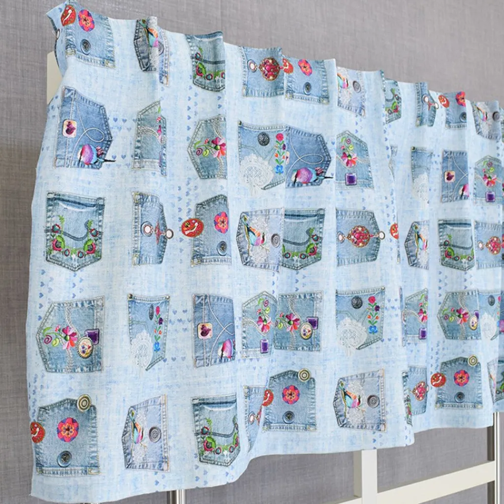 Arvidssons textil Gardinkappor Mönstrade|Rea Gardiner|Denim kappmetervara