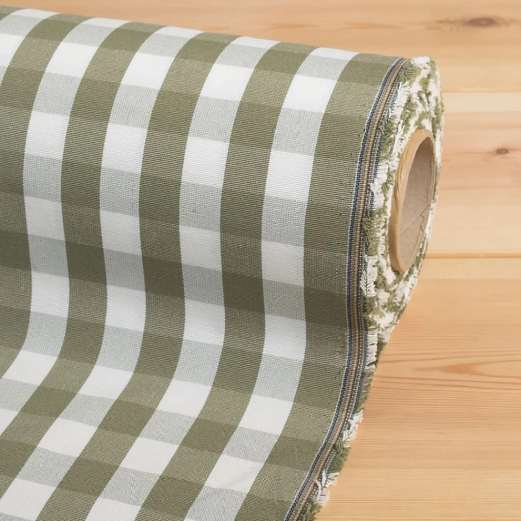 Nordisk Textil Rutiga Möbeltyger|Rutor & Ränder|Dewon grön-vit rutigt tyg