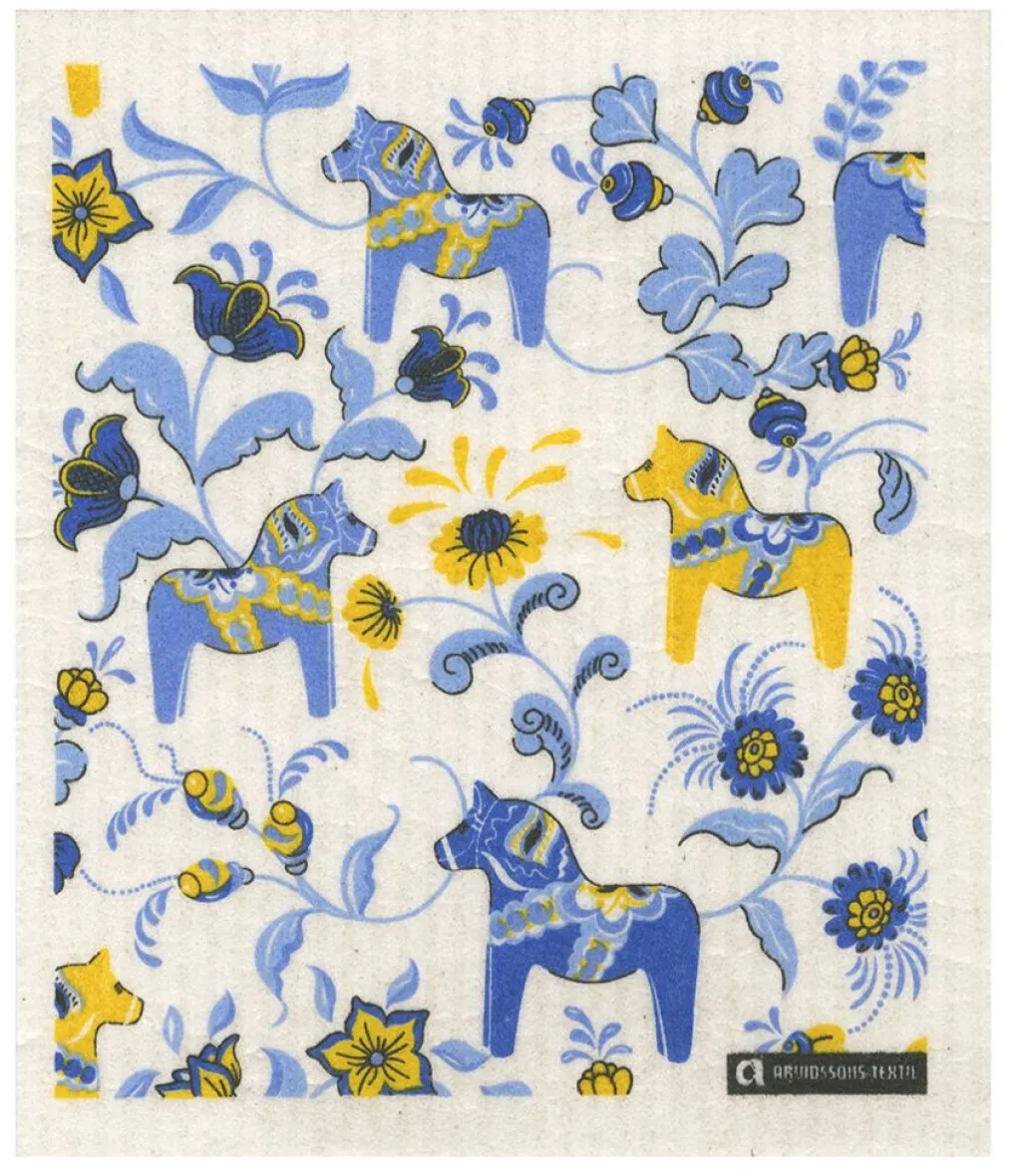 Arvidssons textil Disktrasor|Disktrasa Leksand mini Sverige med traditionellt dalahästmönster