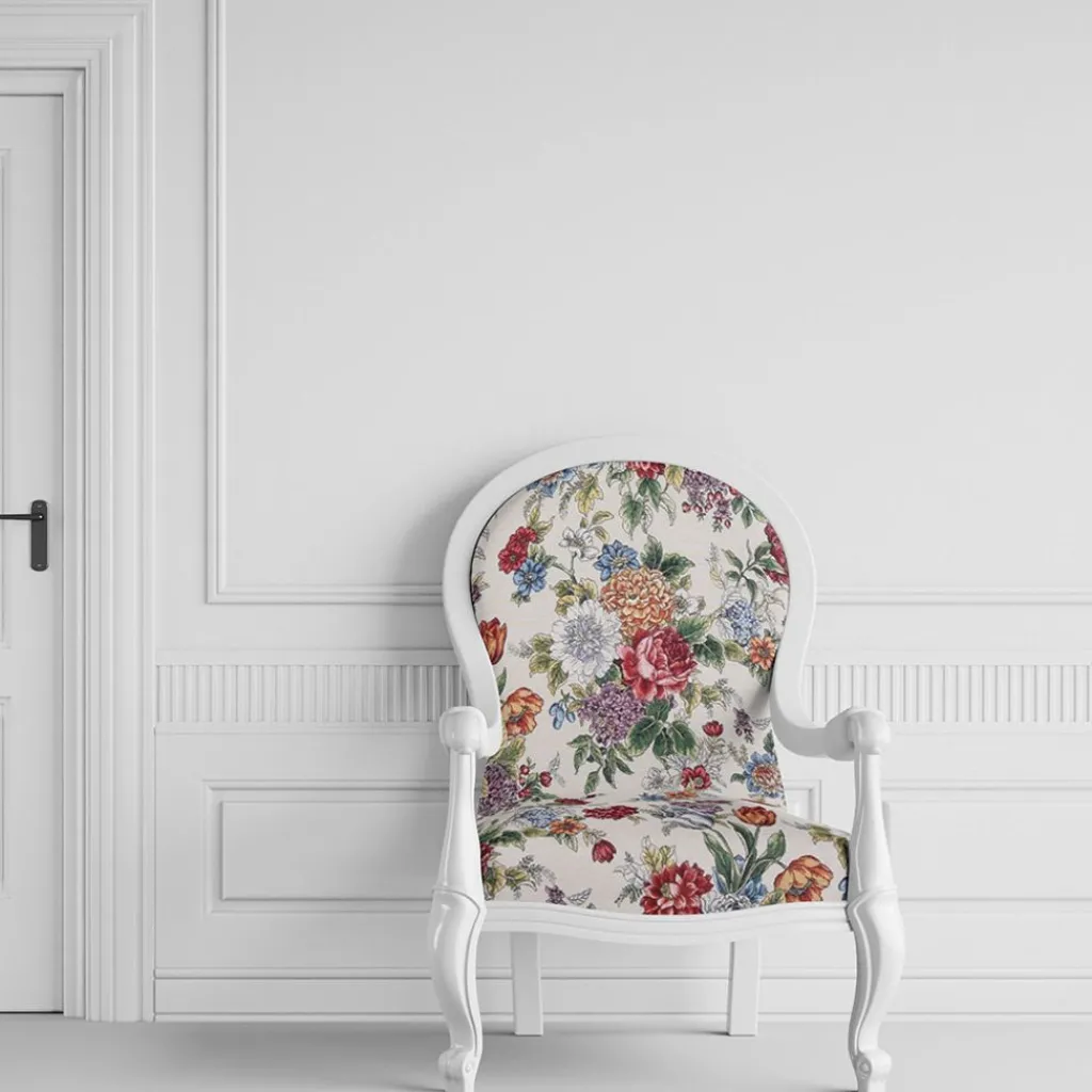Blommiga Möbeltyger|Mönstrade Möbeltyger|Dolores creme blommigt möbeltyg