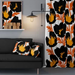 Arvidssons textil Gardintyger Mönstrade|Rea Gardintyger|Donna orange tyg