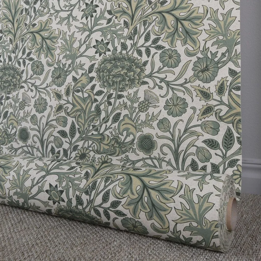 Nordisk Textil Arts & Crafts Tyger|Gardintyger Mönstrade|Edwina grön-lin tyg