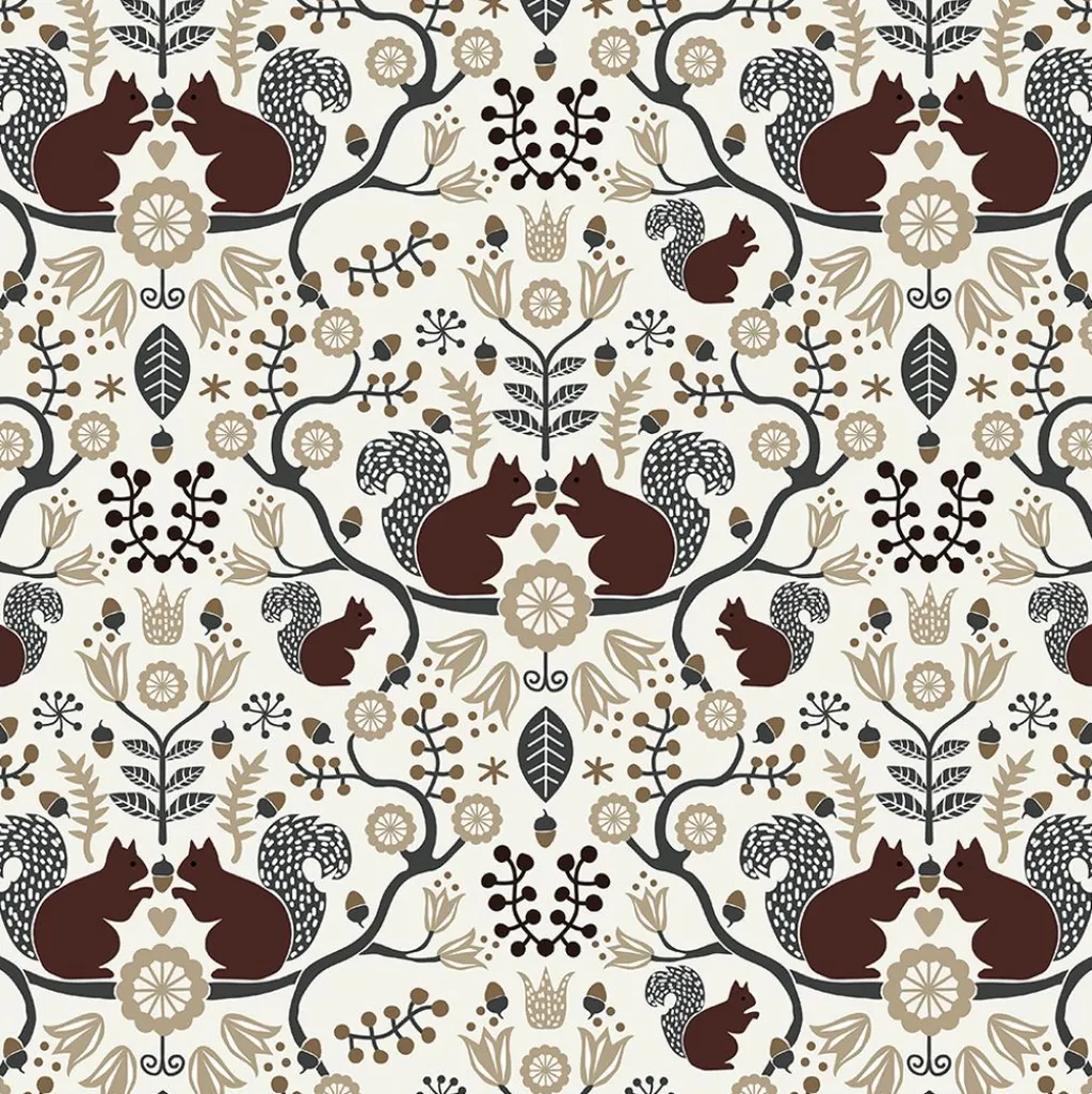 Arvidssons textil Gardintyger Mönstrade|Arvidssons Textil|Ekorrskogen brun tyg
