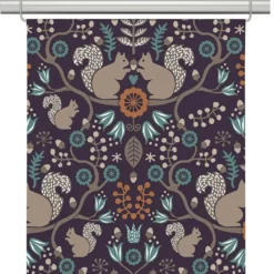 Arvidssons textil Panelgardiner|Ekorrskogen plommon panelgardiner