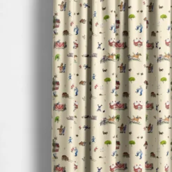 Barn Arvidssons textil Gardintyger Mönstrade|Barnmönster|Emil i Katthult beige tyg